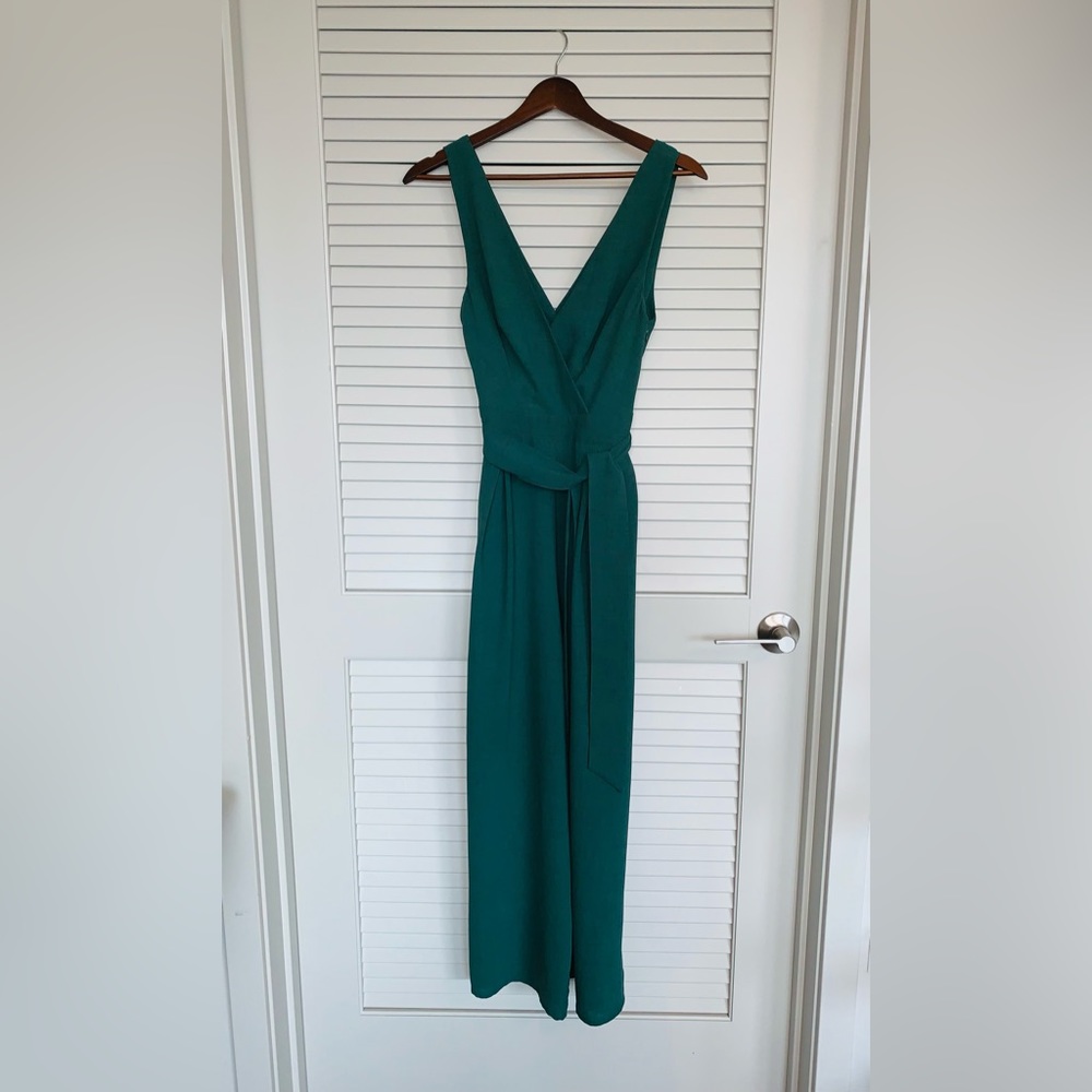 Lulus Lupita Washed Forest Green Sleevesless Culotte Jumpsuit